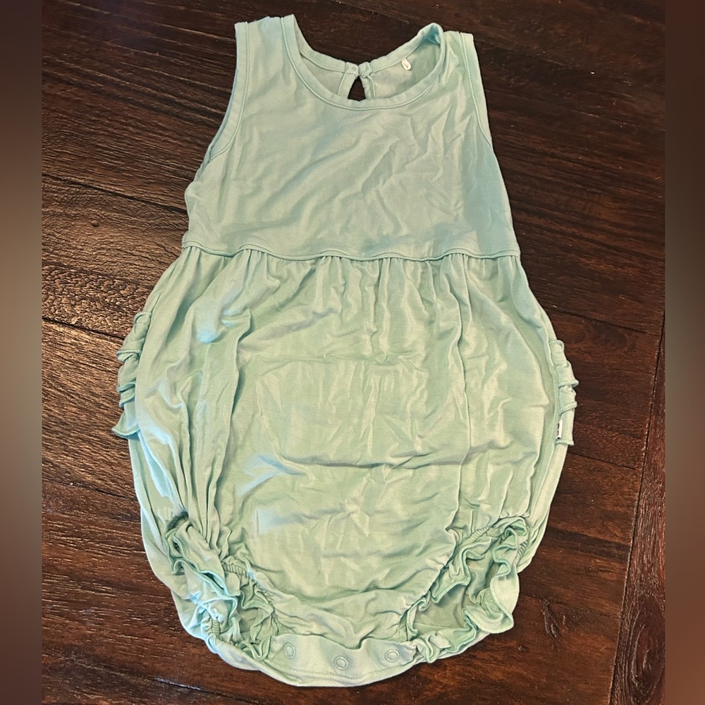 Little Sleepies Play- Ocean Mist Bamboo Bubble Ruffle Romper
